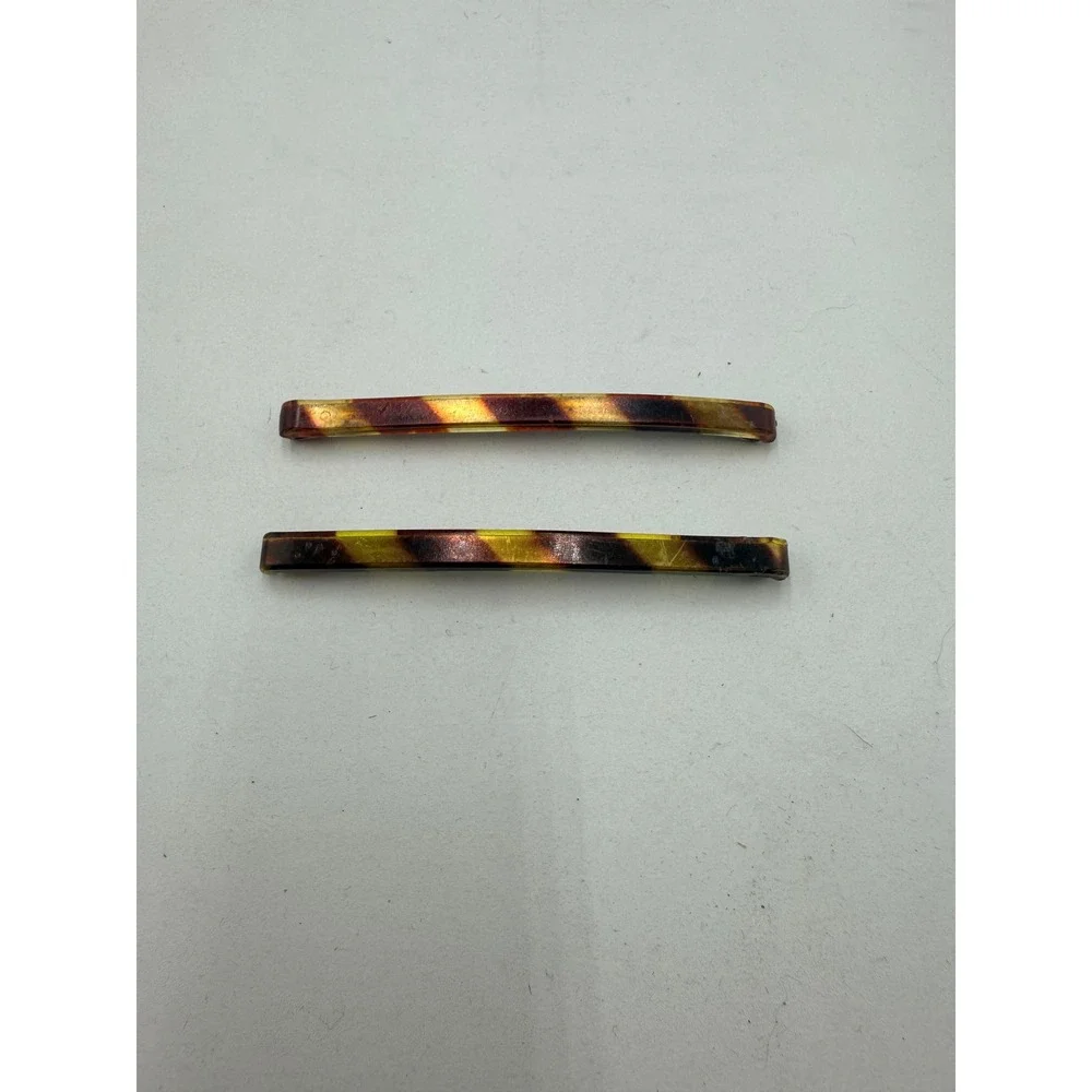 Hair Barrette Brown Tortoise Shell Set of 2 Vintage